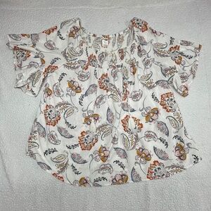 Women’s 1X Terra & Sky Winter White Multi Colored Top